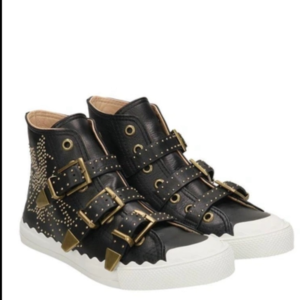 Chloé Studded High Top Sneakers In Black
